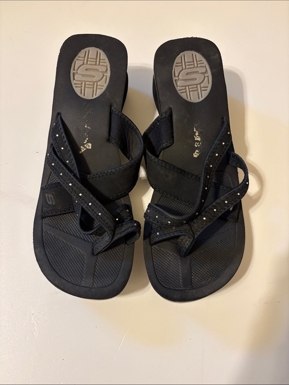 Black Women's Rhinestone Strap Sandals